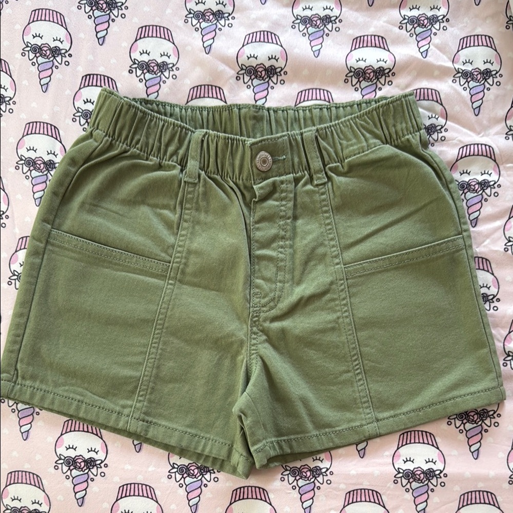 Green Casual Shorts